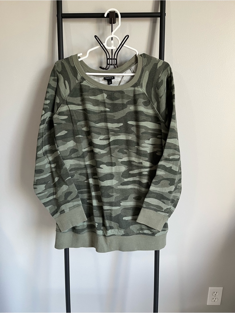 torrid Olive Green Camo Crewneck Sweater